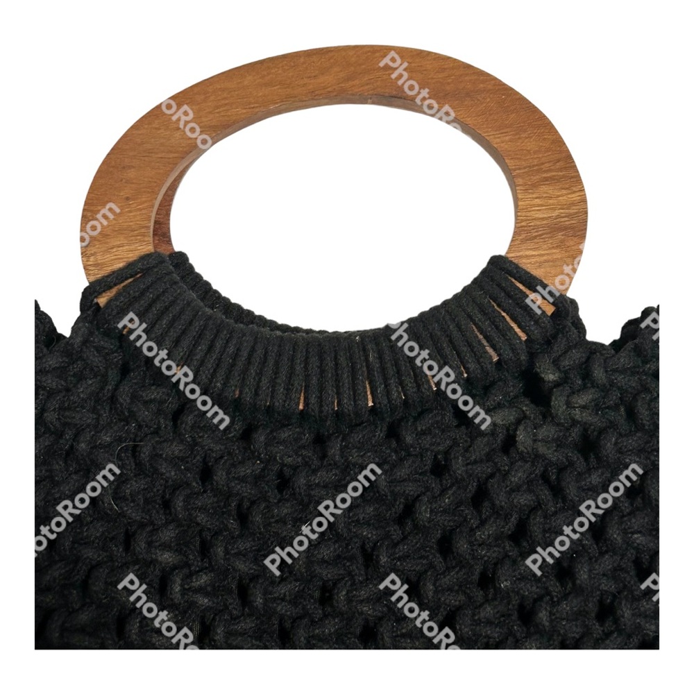 Danielle Nicole Macrame Fringe Purse Black Boho W… - image 6
